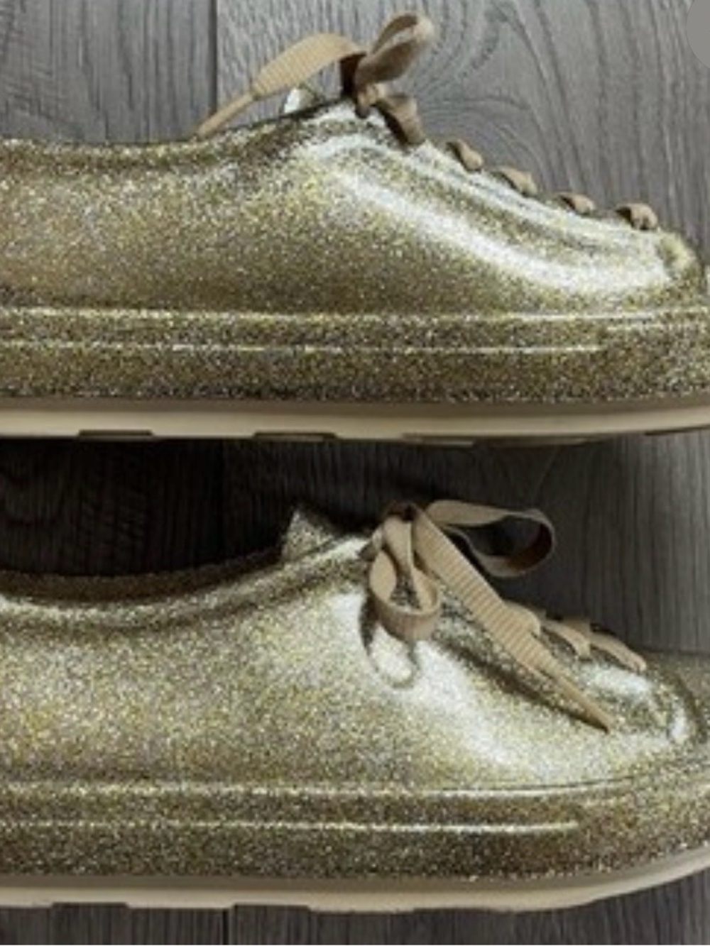 Melissa Gold Glitter Lace-Up Woman’s Sneakers 9 - Picture 2 of 4